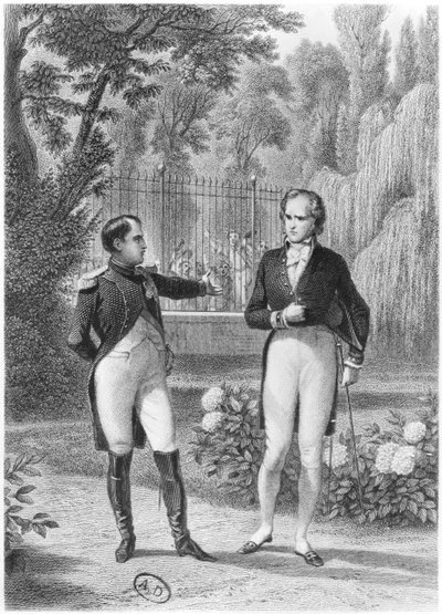 Ontmoeting tussen Napoleon I (1769-1821) en Benjamin Constant de Rebecque (1767-1830) uit 